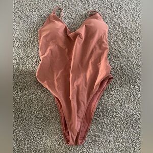 Aerie Rust clay Brown One-Piece Swimsuit low back NWT